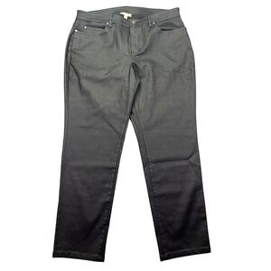 Eileen Fisher Coated Organic Cotton Ankle Jeans Stretchy Black Size 14 Fits 34"‎